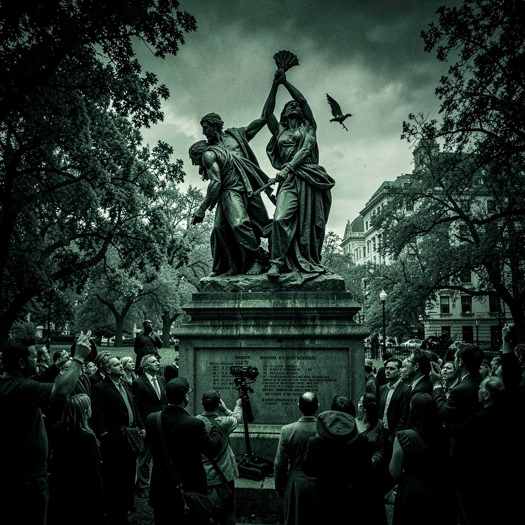 Skandal-Statue in Washington: Trump und Epstein als "Titanic"-Paar enthüllt